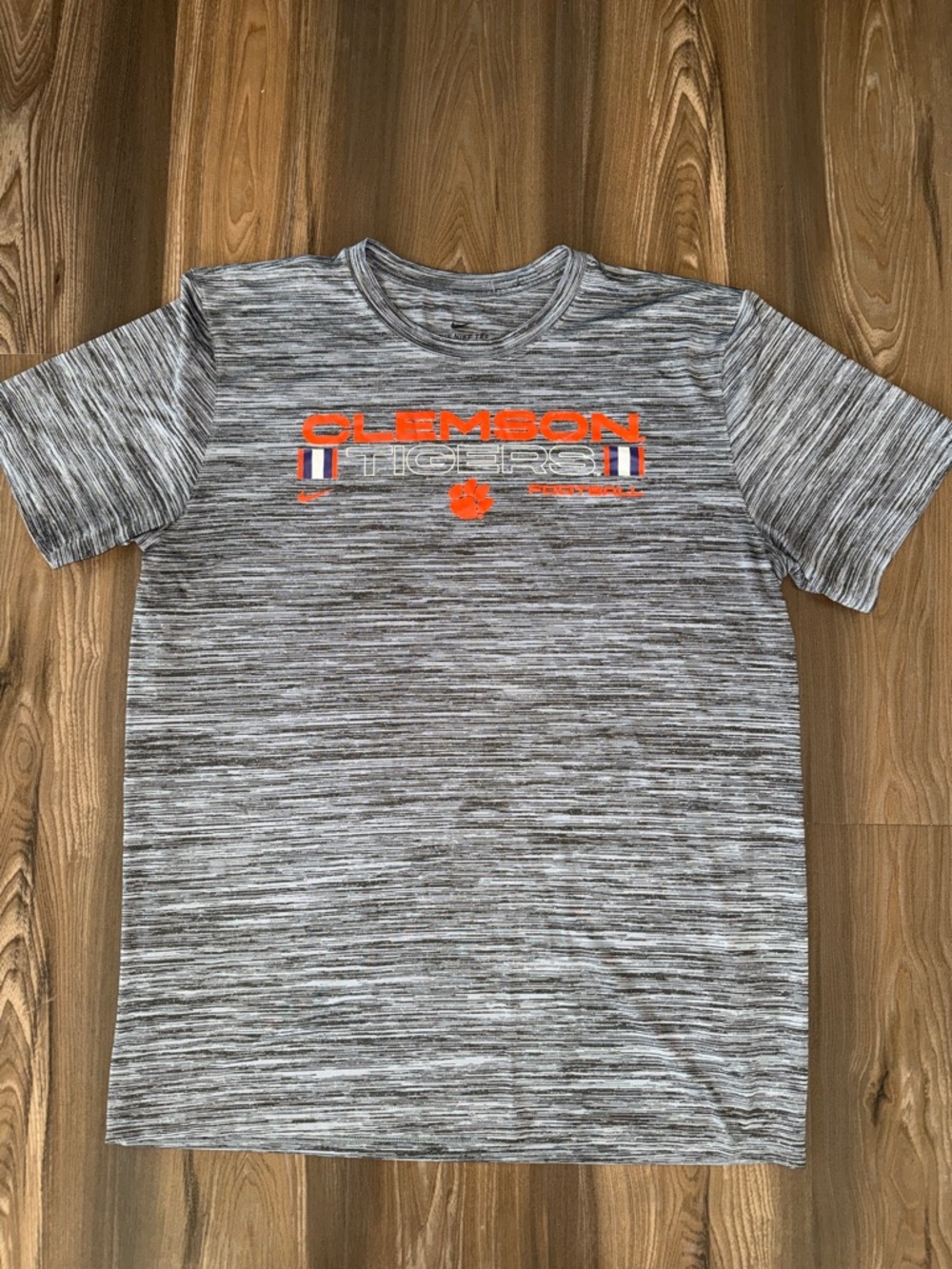 Nike Gray Heather Clemson Tigers Short Sleeve Tee with Orange Logo
